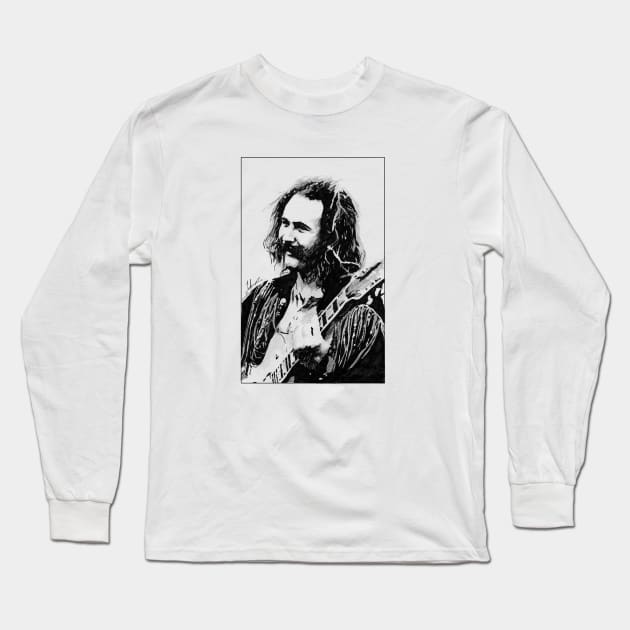 David Crosby (CSNY) Long Sleeve T-Shirt by Jack Browning